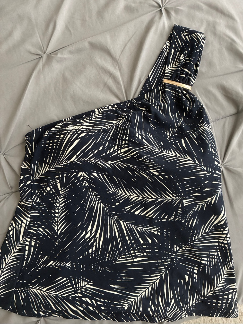 Michael Kors Navy & Cream Patterned Swimsuit Top